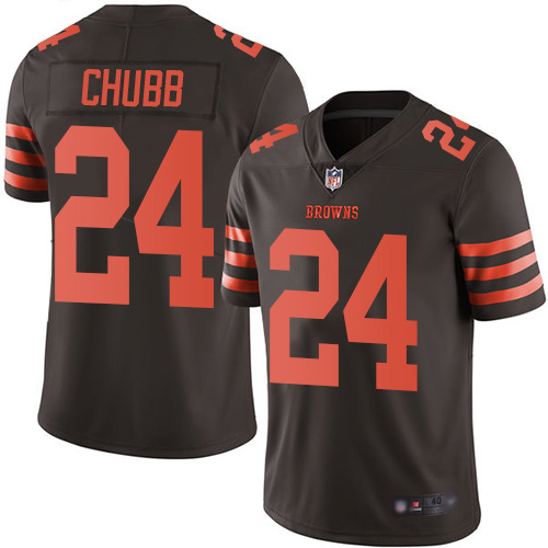 Cleveland Browns Nick Chubb Men Brown Limited Jersey 24 NFL Football Rush Vapor Untouchable